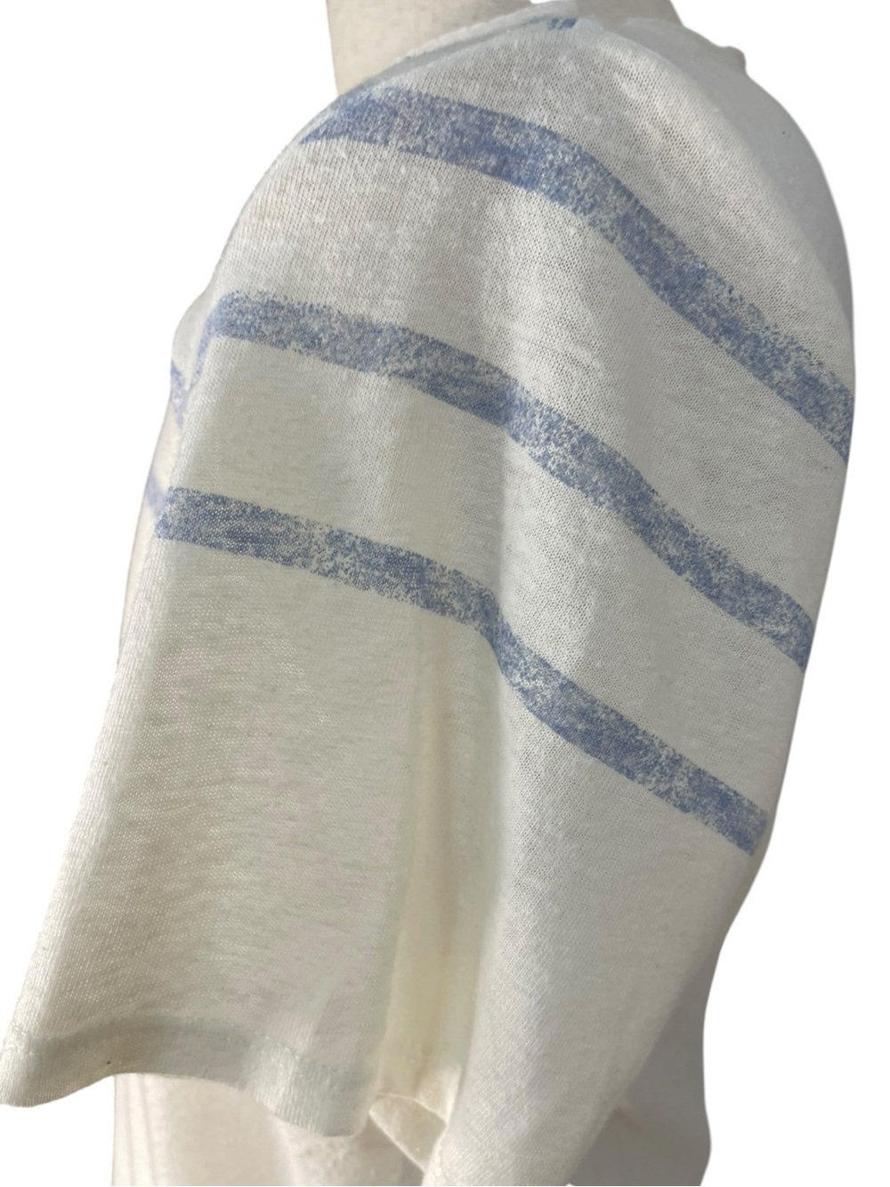 Bershka Striped Linen T-Shirt Ivory - Picture 6 of 11